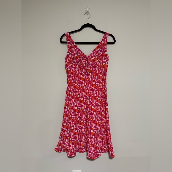 Express Vintage Y2K Ditsy Floral Pink Sleeveless Midi Dress Size 9/10 Babydoll - Picture 1 of 9